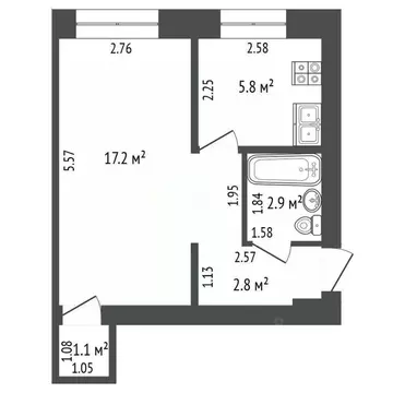 1-к кв. Башкортостан, Стерлитамак просп. Ленина, 22 (29.8 м)