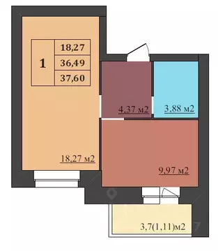 1-к кв. Ярославская область, Ярославль Северный жилрайон, 15-й мкр,  ...