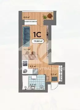 Квартира-студия: Новосибирск, Воинская улица, 69 (32 м)