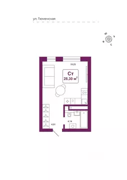 Студия Тюменская область, Тюменский район, д. Дударева Родина-2 жилой ...