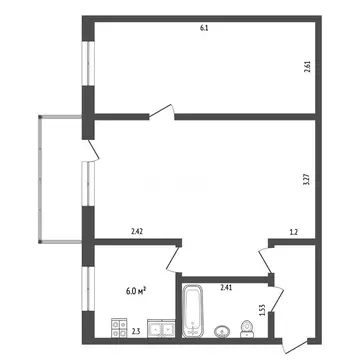 2-комнатная квартира: Миасс, Молодёжная улица, 10 (44.1 м)