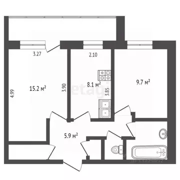 2-к кв. Вологодская область, Харовский муниципальный округ, д. ...