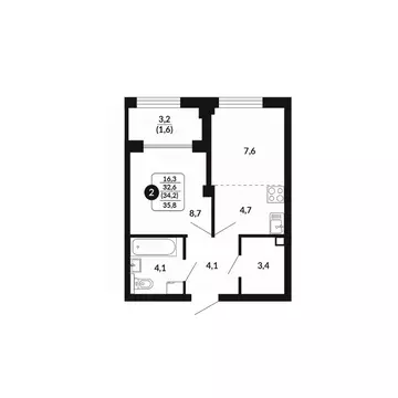 2-к кв. Кировская область, Киров Хлебозаводской проезд, 2 (34.2 м)