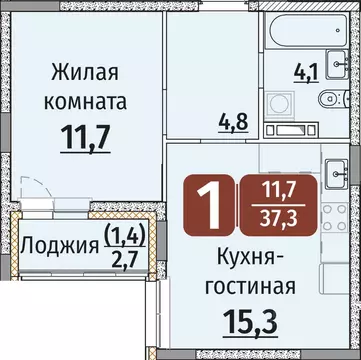 1-к кв. Чувашия, Чебоксары ул. Энергетиков, поз8 (38.65 м)