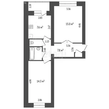 2-комнатная квартира: Йошкар-Ола, Красноармейская улица, 104 (49.1 м)