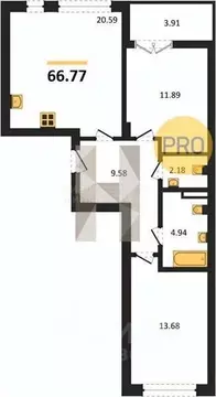 2-к кв. Калининградская область, Гурьевск Включи жилой комплекс (67.11 ...
