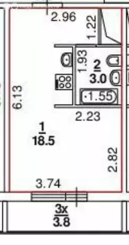 Квартира-студия: Ростов-на-Дону, проспект Солженицына, 13/2с1 (25 м)