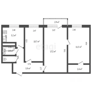 3-к кв. Самарская область, Самара ул. Мориса Тореза, 149 (57.0 м)