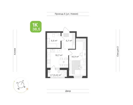 1-к кв. Свердловская область, Екатеринбург Академический мкр, 20-й ...