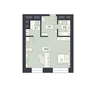 1-комнатная квартира: Москва, Староалексеевская улица, 5А (52 м)