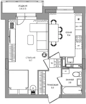 1-к кв. Пермский край, Пермь ул. Капитана Гастелло, 15 (41.6 м)