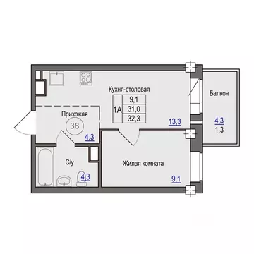 1-к кв. Псковская область, Псковский район, Завеличенская волость, д. ...