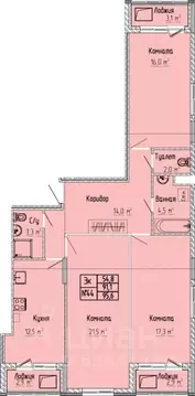 3-к кв. Тверская область, Тверь Атлант жилой комплекс (95.6 м)