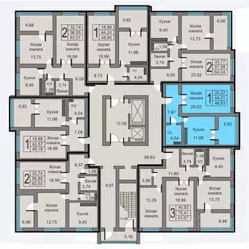 1-к кв. Калужская область, Калуга ул. Минская, 26 (49.83 м)