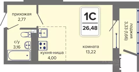 Студия Пермский край, Пермь Гайва мкр,  (26.48 м)