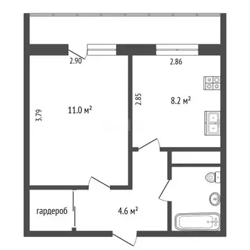 1-комнатная квартира: Набережные Челны, 59-й комплекс, 59/9 (29.8 м)