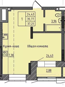 1-к кв. Саха (Якутия), Якутск 37-й кв-л,  (37.21 м)
