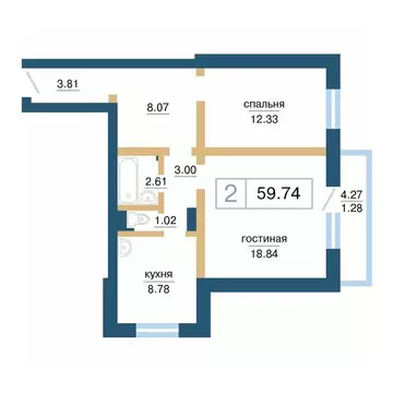 2-к кв. Красноярский край, Красноярск Нанжуль-Солнечный мкр, ...