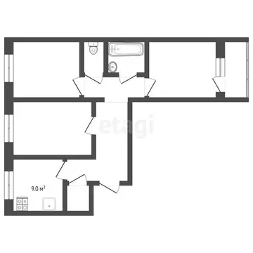 3-комнатная квартира: Тюмень, улица Мельникайте, 130 (65.1 м)