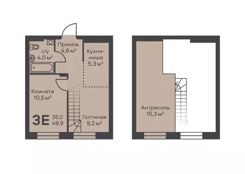 3-к кв. Пермский край, Пермь ул. Подводников (48.9 м)