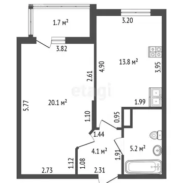 1-комнатная квартира: Санкт-Петербург, Заставская улица, 46к1 (43.2 м)