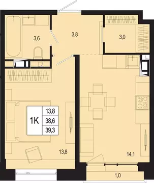 1-комнатная квартира: Московская область, городской округ Подольск, ...