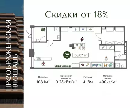 Помещение свободного назначения в Москва Жилой комплекс Преображенская ...