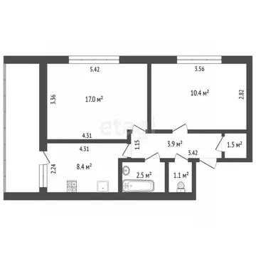 2-к кв. Хабаровский край, Хабаровский район, Тополевское с/пос, с. ...