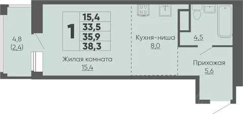1-к кв. Чувашия, Чебоксары ул. Академика РАН Х.М. Миначева, 2 (38.3 м)
