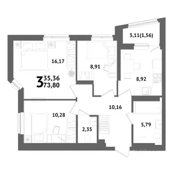 3-к кв. Башкортостан, Уфа Глумилино жилрайон, Холмогоры жилой комплекс ...