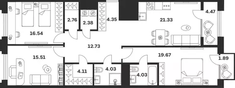 3-к кв. Тульская область, Тула ул. Болотникова, 4 (113.8 м)