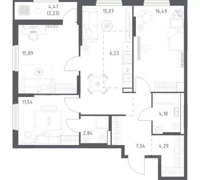3-к кв. Башкортостан, Уфа ул. Минигали Губайдуллина, 8к9 (85.8 м)