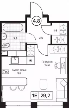 Студия Московская область, Пушкино Пушкино Град жилой комплекс, к2 ...