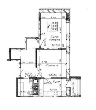 2-к кв. Калужская область, Калуга Азаровская ул., 40к4 (72.8 м)