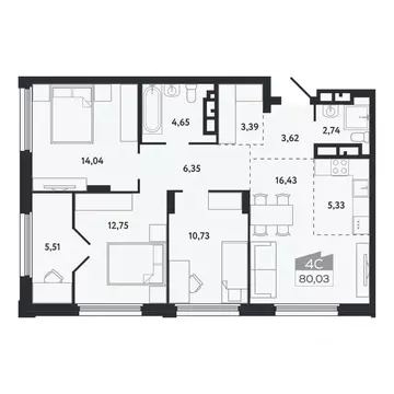 4-к кв. Томская область, Томск Черемошники мкр, ул. Бердская, 14/3 ...