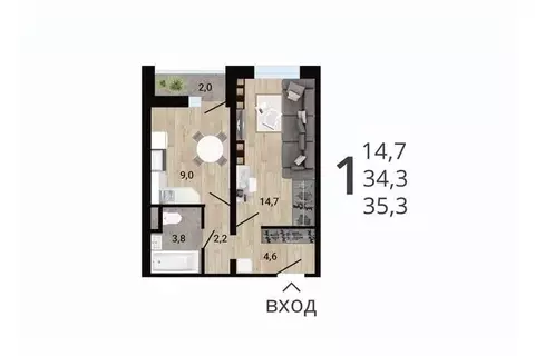 1-к кв. Воронежская область, Воронеж Цимлянская ул. (36.29 м)