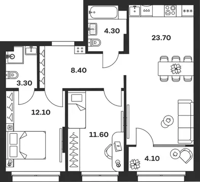 3-к кв. Тульская область, Тула ул. Михеева, 9А (67.5 м)