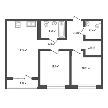 2-комнатная квартира: Тюмень, улица Геннадия Райкова, 21 (61.92 м)