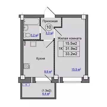 1-к кв. Псковская область, Псковский район, Завеличенская волость, д. ...