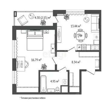 1-к кв. Тюменская область, Тюмень ул. Игоря Комиссарова, 28 (45.6 м)