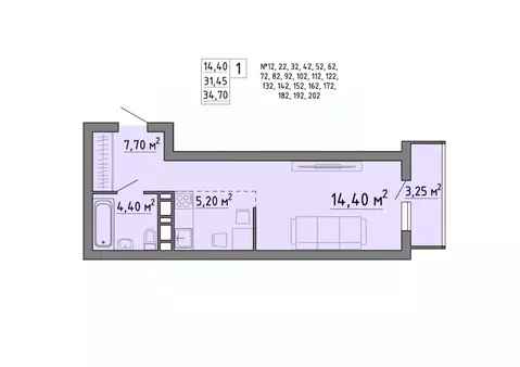 1-к кв. Липецкая область, Липецк Агрономическая ул. (34.95 м)