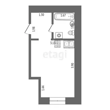 Квартира-студия: Тюмень, Амурская улица, 39 (17.1 м)