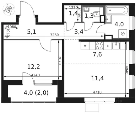2-к кв. Московская область, Химки Клязьма-Старбеево мкр, Международный ...