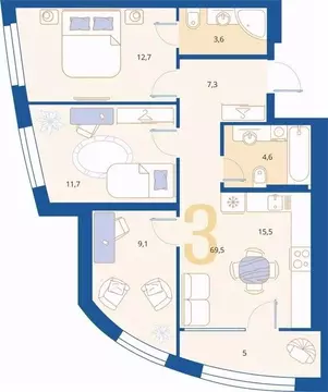 3-к кв. Пензенская область, Пенза Арбеково жилрайон, Дальнее Арбеково ...