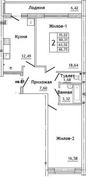 2-к кв. Смоленская область, Смоленский муниципальный округ, д. ...