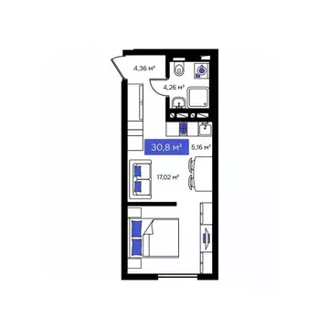 1-к кв. Приморский край, Владивосток Визионер жилой комплекс (30.8 м)