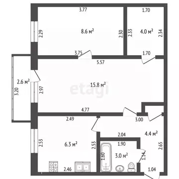 2-к кв. Башкортостан, Стерлитамак Локомотивная ул., 2А (42.4 м)