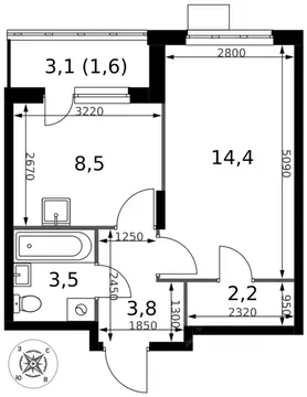 1-к кв. Московская область, Ленинский городской округ, д. Сапроново ...