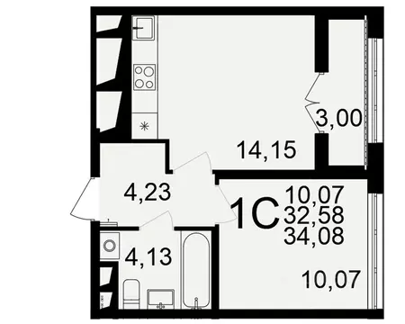 1-к кв. Тульская область, Тула пос. Горелки, Время жилой комплекс ...