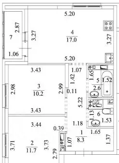 2-к кв. Свердловская область, Екатеринбург ул. Отрадная, 1/2 (52.0 м)